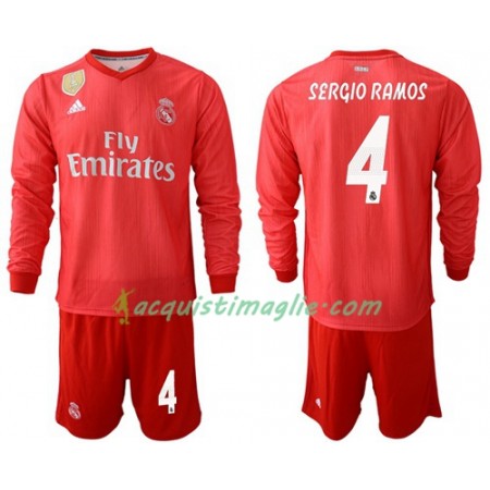 Divisa di Calcio Real Madrid Sergio Ramos 4 Bambino Terza 2018/2019 Manica Lunga